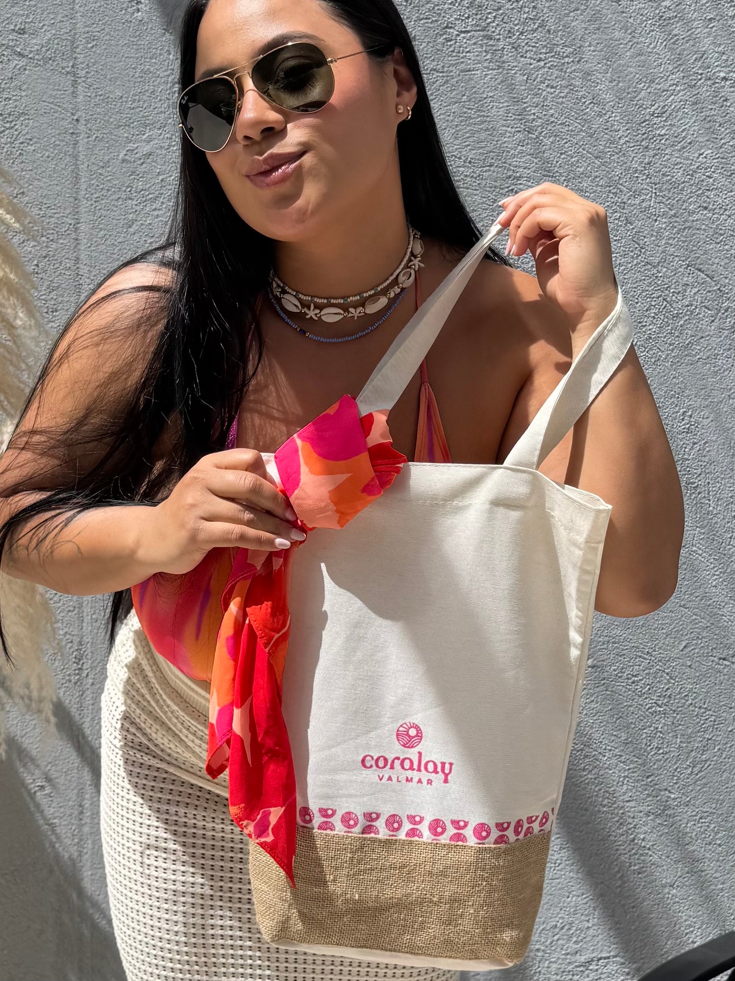 Tote Bag Coralay Valmar – Bolsa de Playa en Lino y Yute Natural