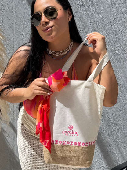 Tote Bag Coralay Valmar – Bolsa de Playa en Lino y Yute Natural