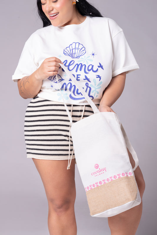 Tote Bag Coralay Valmar – Bolsa de Playa en Lino y Yute Natural