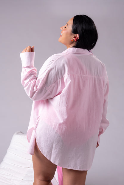 Camisera de Lino Rosada Mujer – Cover Up Ligero de Playa